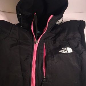 North Face womens XL pink/black muli zipper jacket w/hood